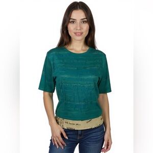(B-61) 3/4 sleeves womens top size XS green color ‎ EXPRESS